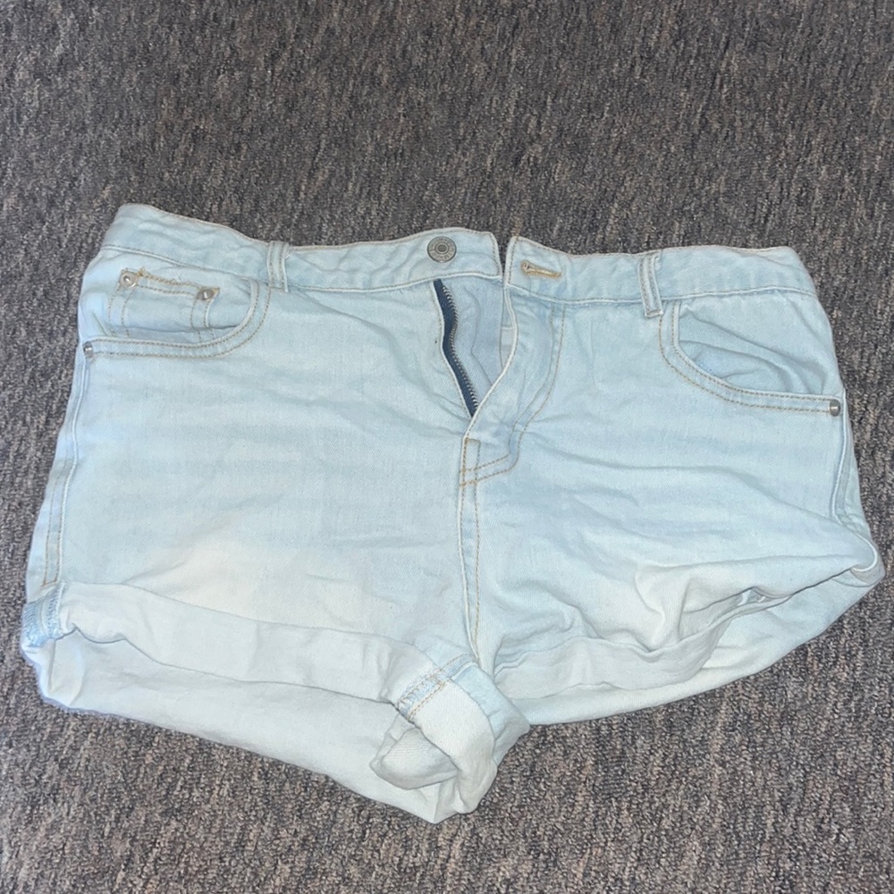 Denim shorts. Size Large. Light wash.